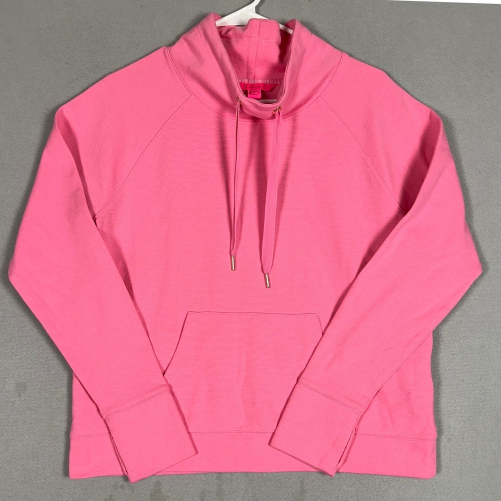 Lilly Pulitzer Sweatshirt Women Medium Funnel Neck Pink Pullover Long Sleeve EUC